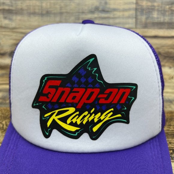 SnapOn Racing Mens Trucker Hat Purple Snapback Motorsport Retro Baseball Cap - Picture 3 of 8